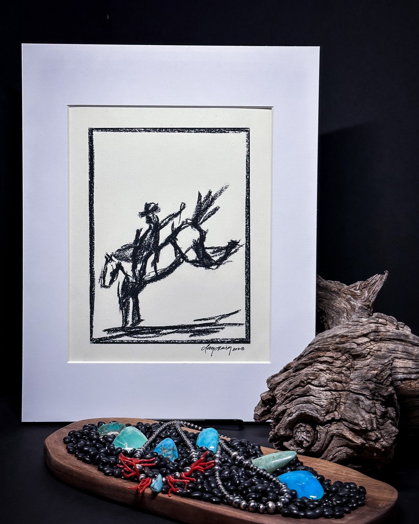 8 x 10 Charcoal Sketch matted to 11 x 14