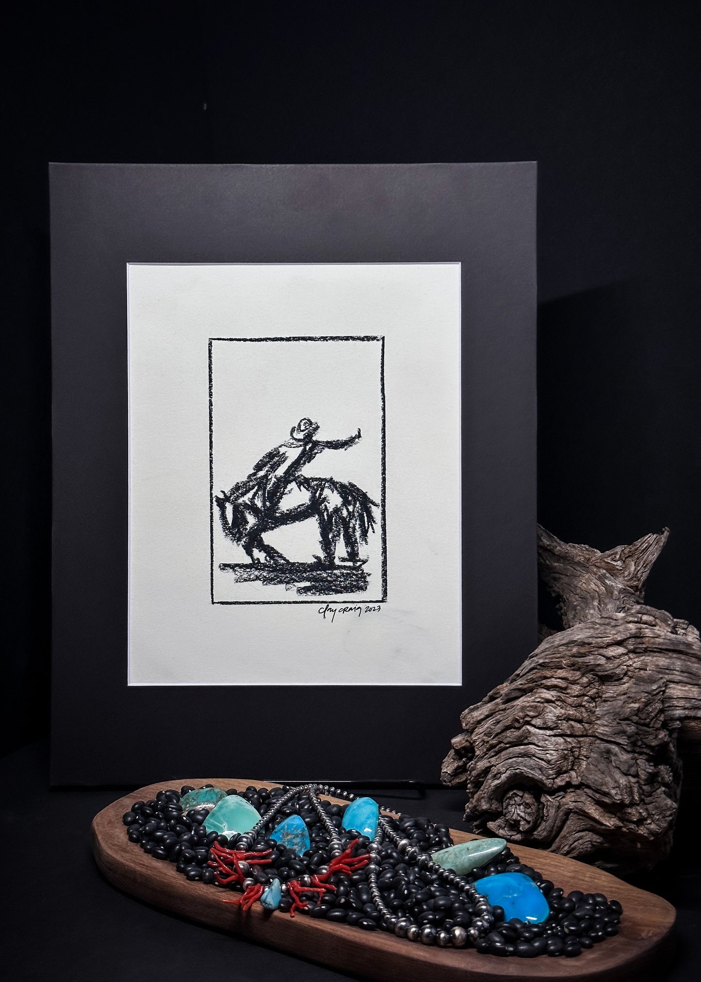 8 x 10 Charcoal Sketch matted to 11 x 14