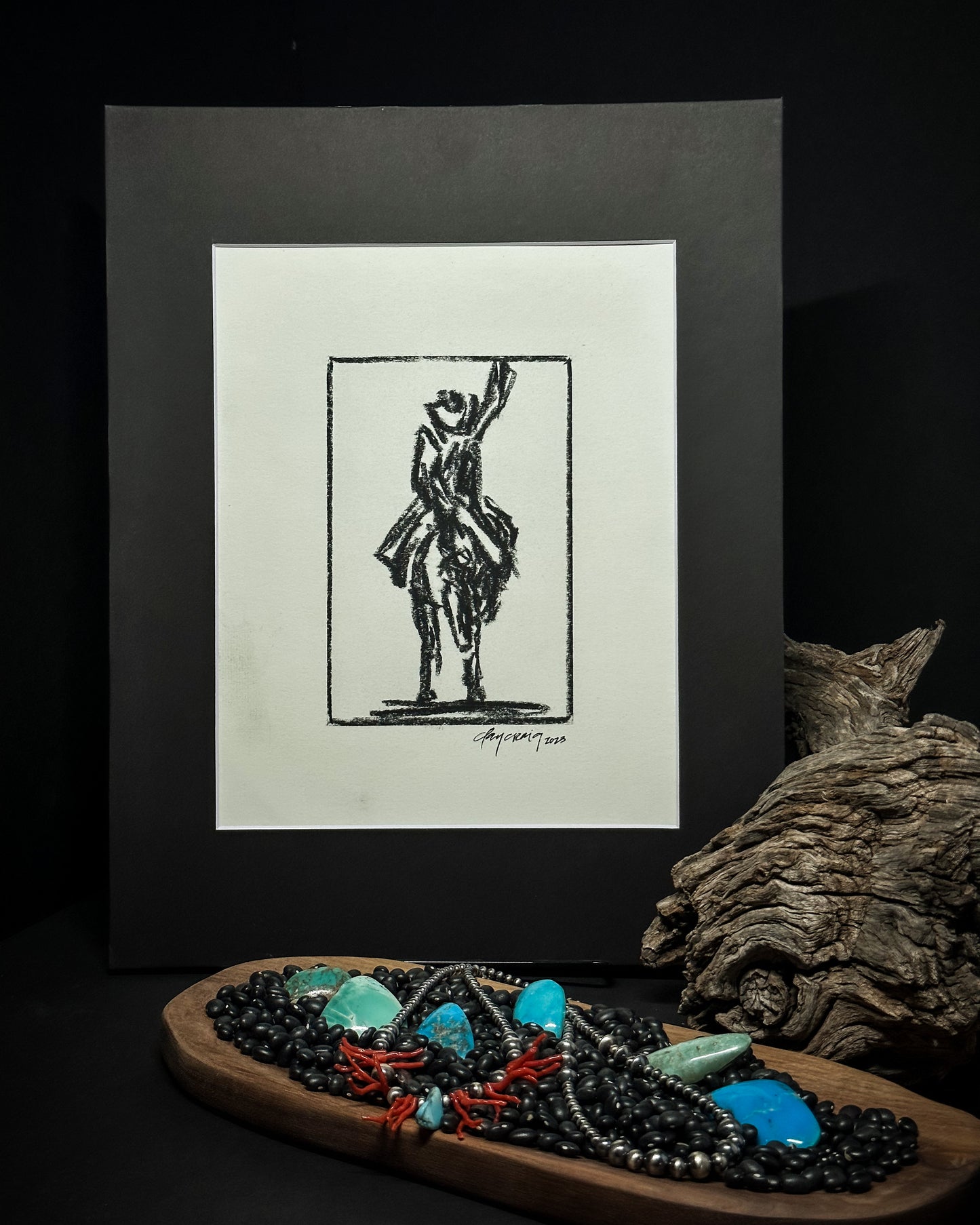 8 x 10 Charcoal Sketch matted to 11 x 14