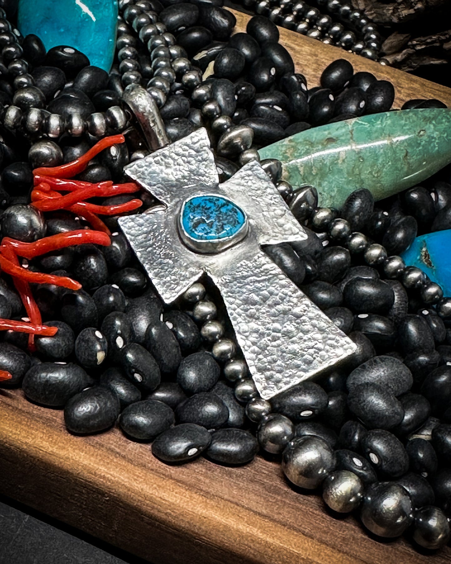 Kingman Turquoise Cross Pendant