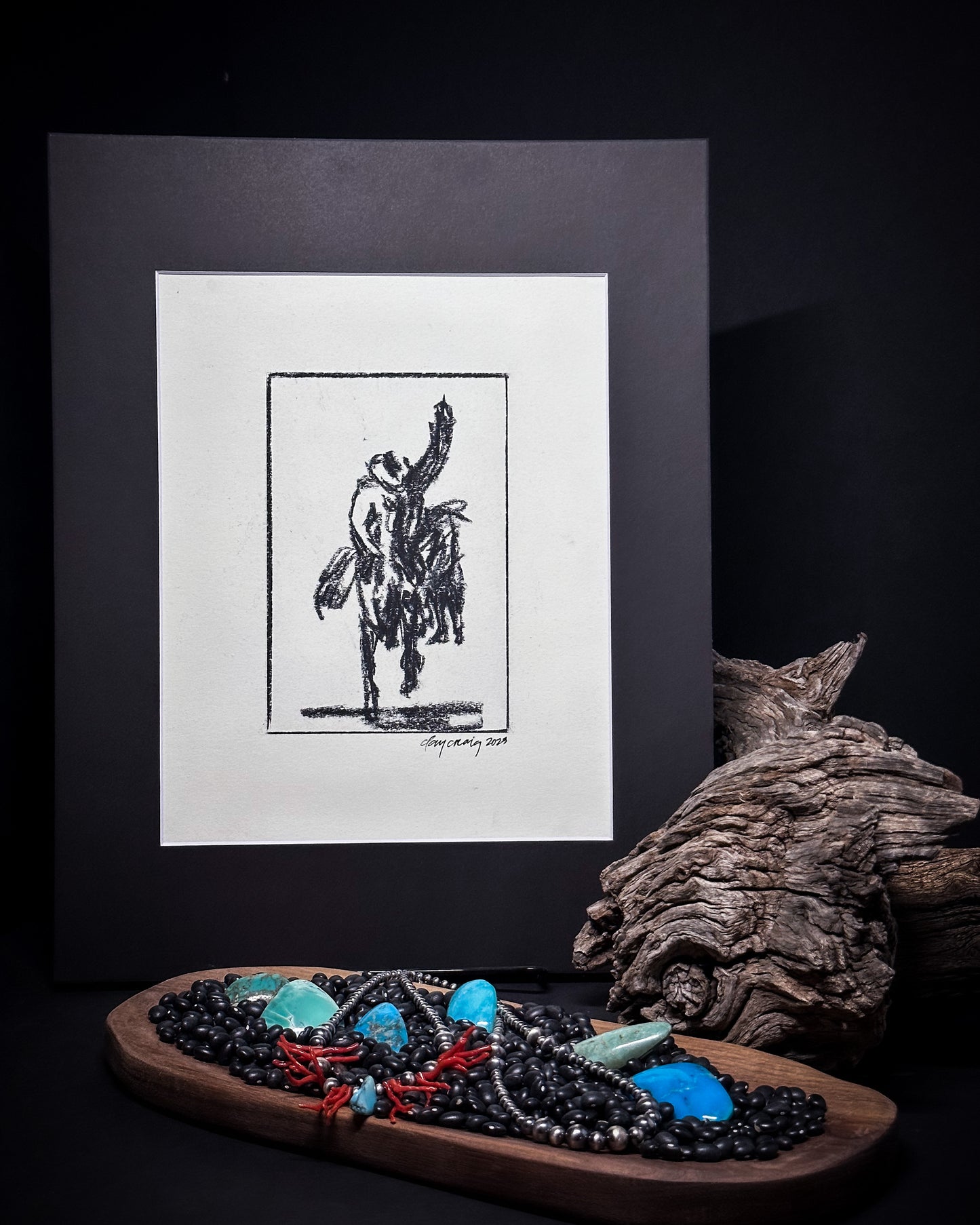 8 x 10 Charcoal Sketch matted to 11 x 14