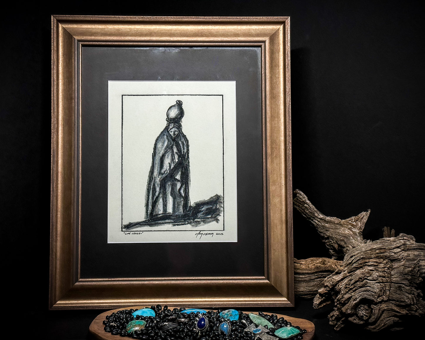 “Life Vessel” framed charcoal