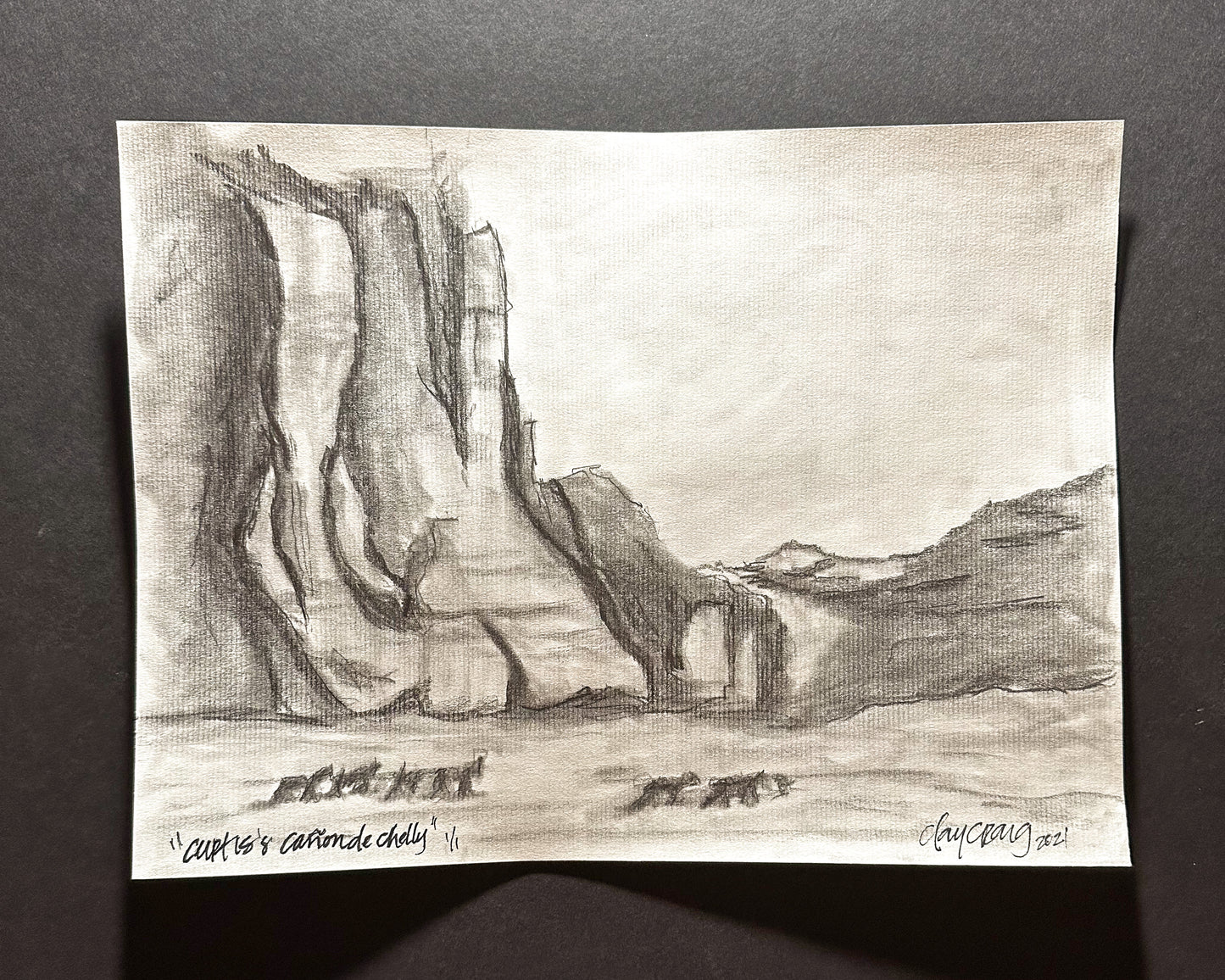 “Curtis’s Cañon de Chelly” unframed charcoal
