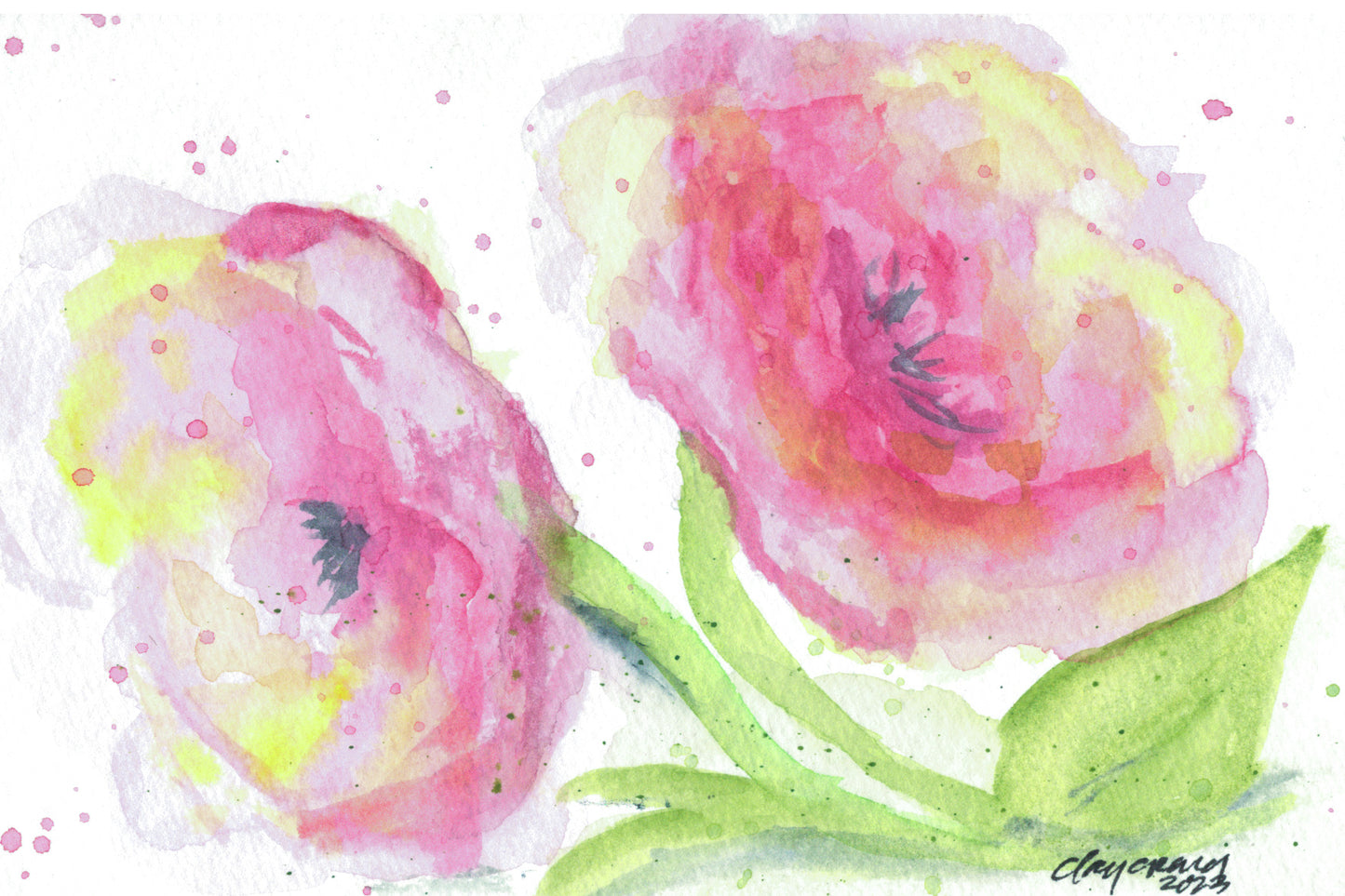 Abstract Watercolor Poppies sketch