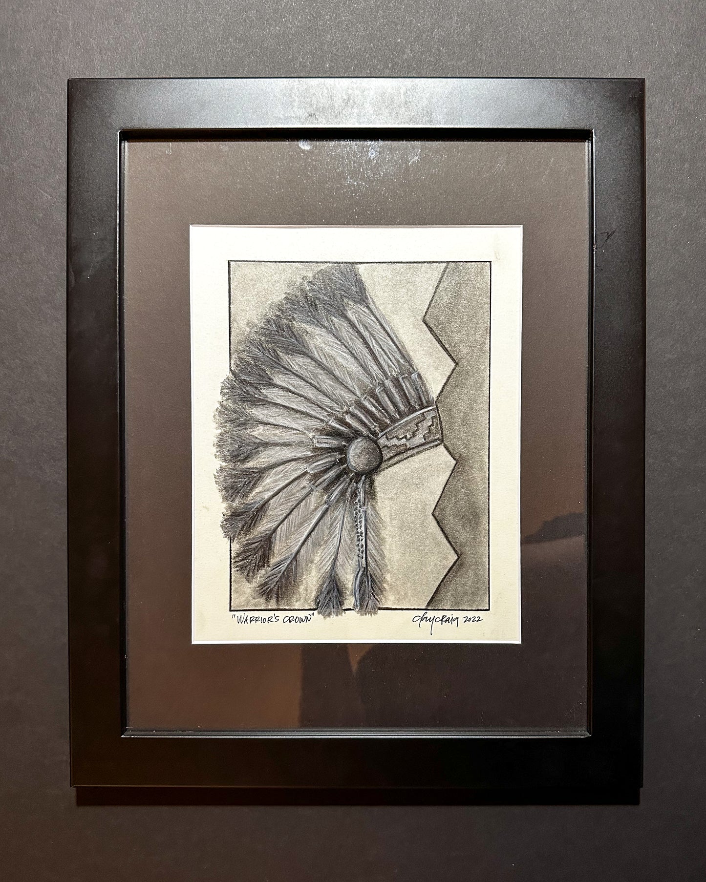 “Warrior’s Crown” framed charcoal
