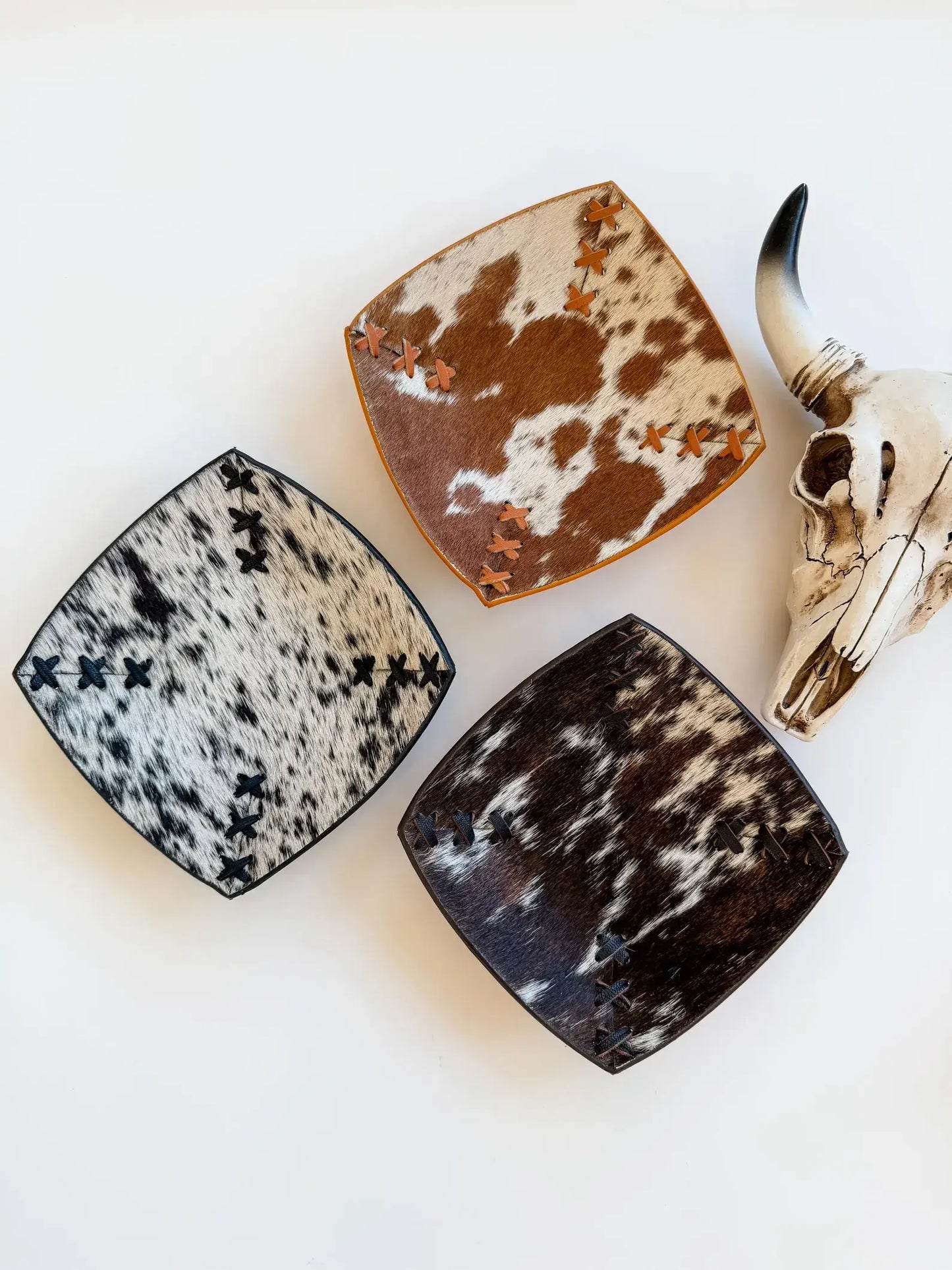 Boho Ranch Shop - COWHIDE LEATHER TRAY - jewelry storage - Genuine Hair On