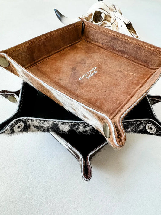 COWHIDE LEATHER TRAY - jewelry storage keys 