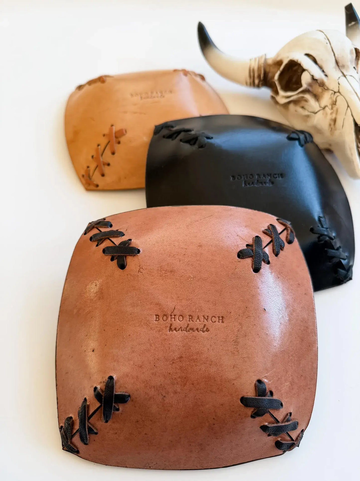 Boho Ranch Shop - COWHIDE LEATHER TRAY - jewelry storage - Genuine Hair On