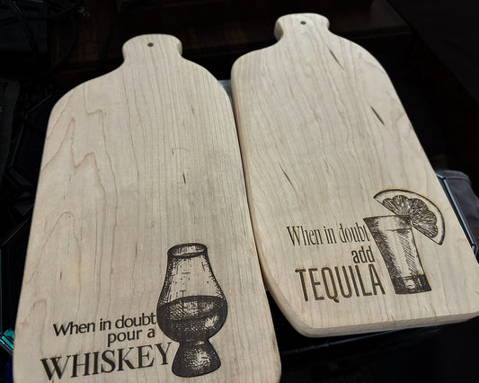 Whiskey or Tequila serving boards