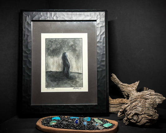 “Spirit Cryer” framed charcoal