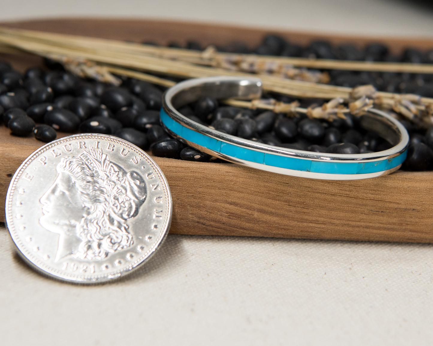 Kingman Turquoise Inlay Cuff