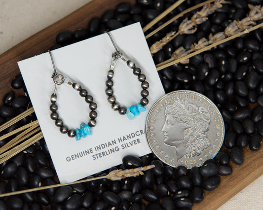 Navajo Pearl 3 Stone Turquoise Earrings