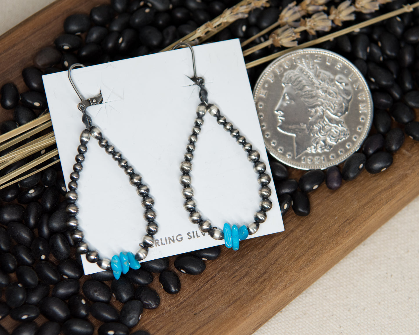 Navajo Pearl 3 Stone Turquoise Earrings