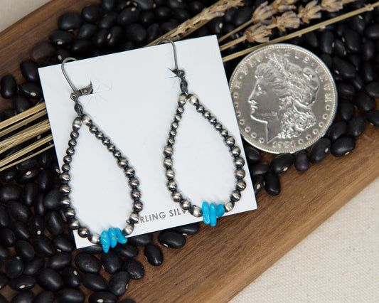 Navajo Pearl 3 Stone Turquoise Earrings