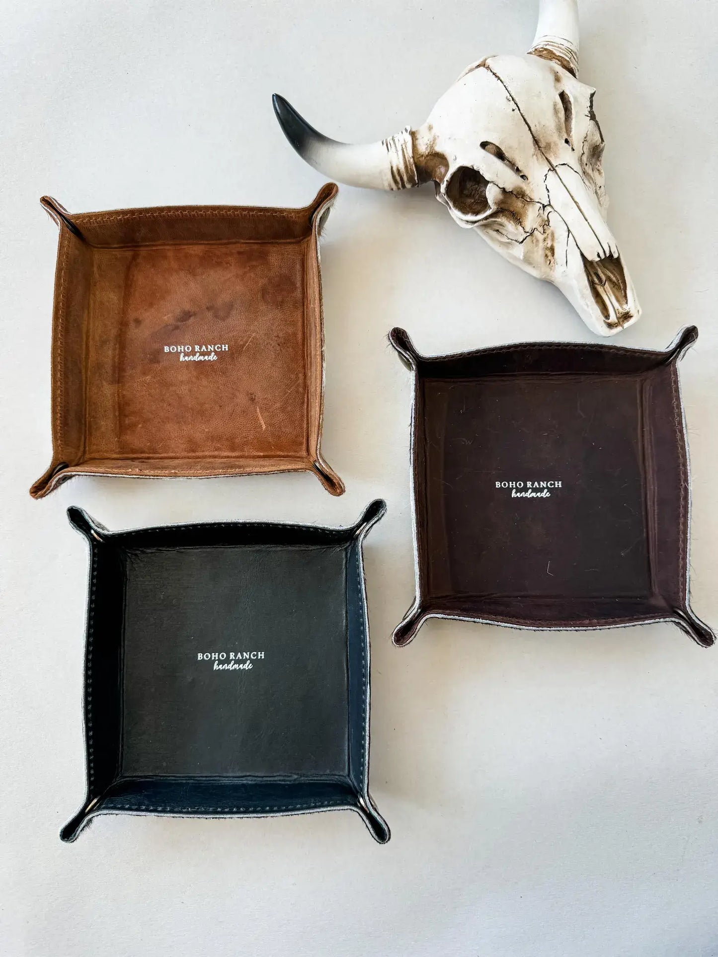 COWHIDE LEATHER TRAY - jewelry storage keys 