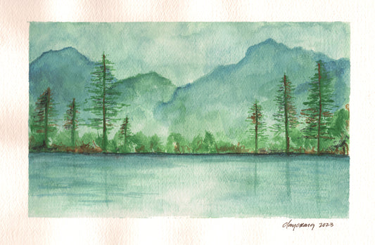 Watercolor Mountain Landscape sketch