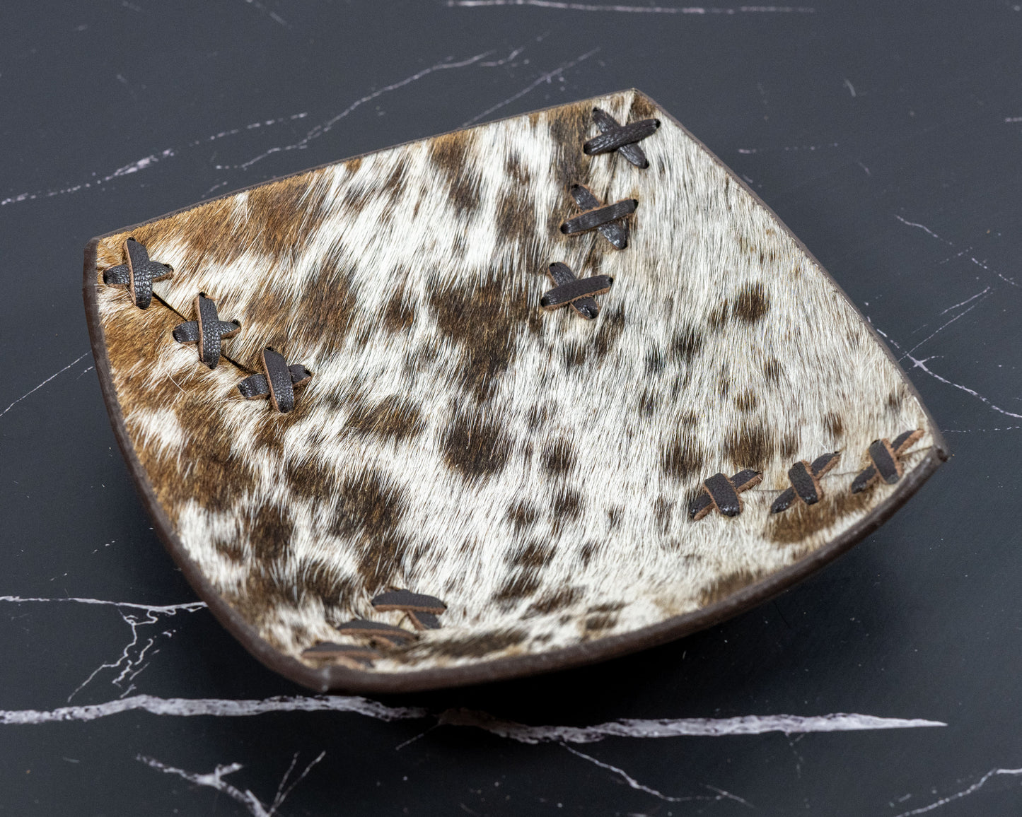 Boho Ranch Shop - COWHIDE LEATHER TRAY - jewelry storage - Genuine Hair On