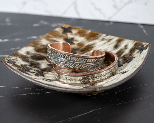 Boho Ranch Shop - COWHIDE LEATHER TRAY - jewelry storage - Genuine Hair On