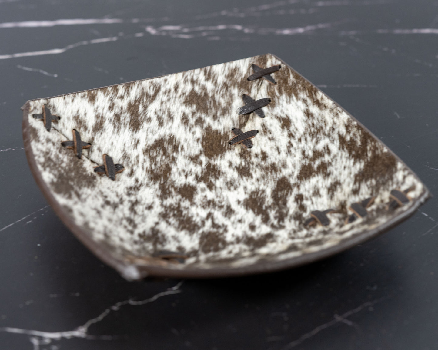 Boho Ranch Shop - COWHIDE LEATHER TRAY - jewelry storage - Genuine Hair On