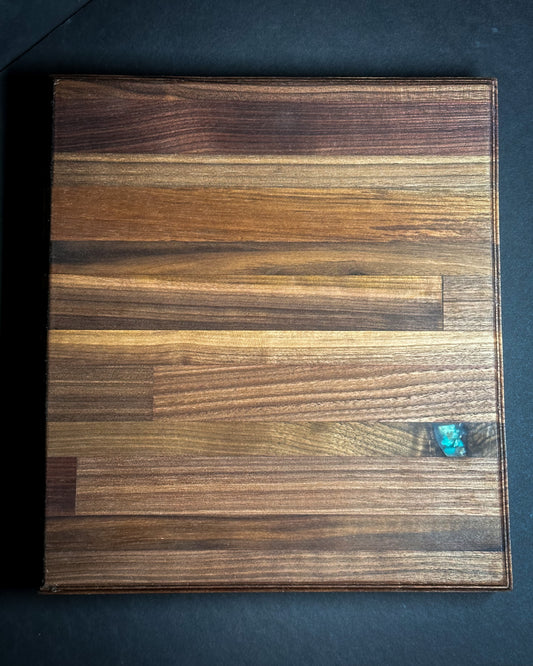 Black Walnut with Turquoise Inlay Cutting Board (single inlay)