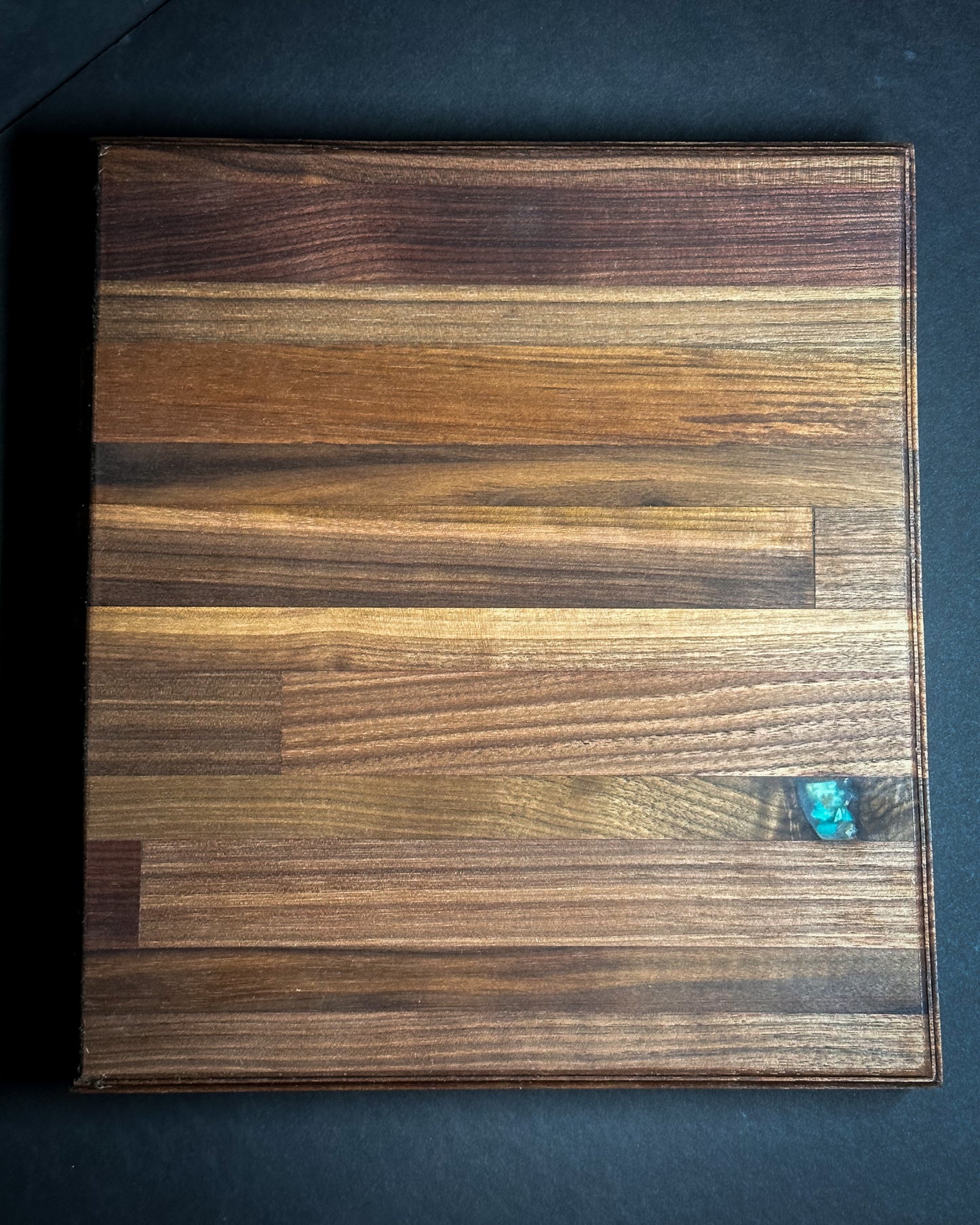 Black Walnut with Turquoise Inlay Cutting Board (single inlay)