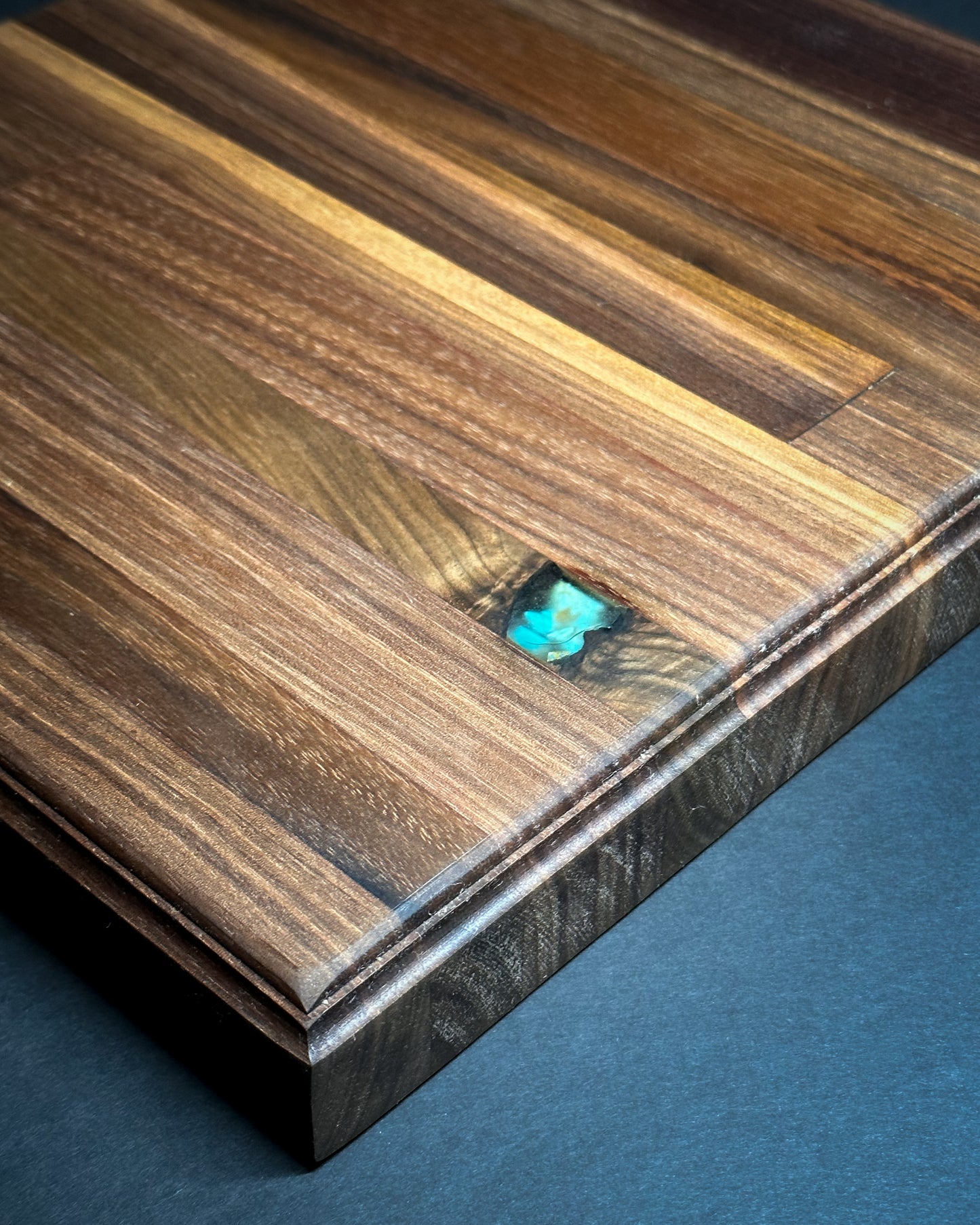 Black Walnut with Turquoise Inlay Cutting Board (single inlay)